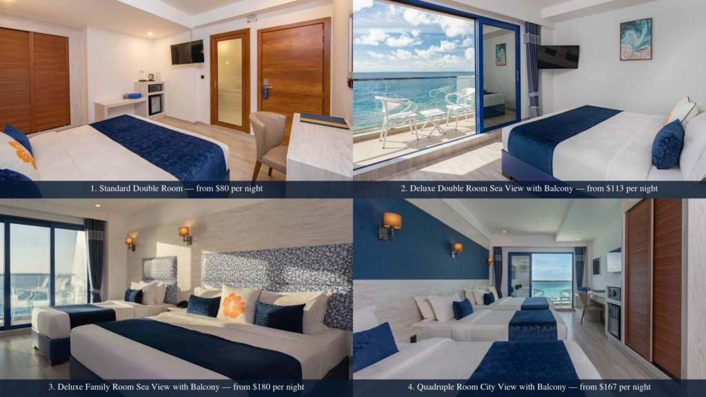 Room types and prices at Kaani Palm Beach Maafushi